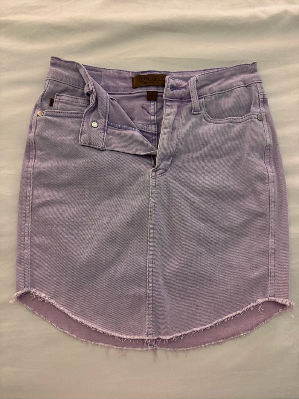 Judy Blue Lilac Raw-Hem Denim Mini Skirt